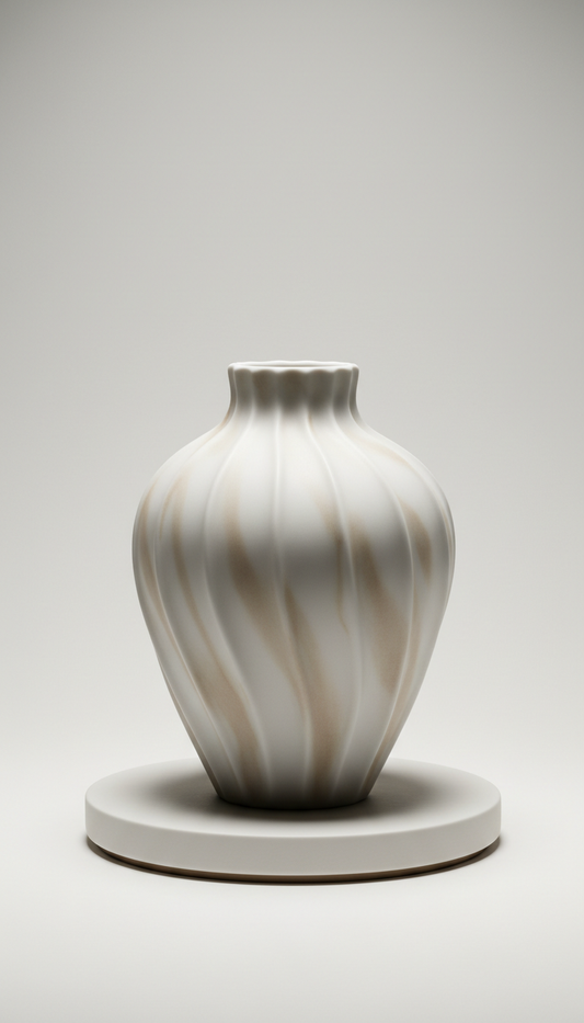 Porcelain Rippled Vase – Sculptural Form
