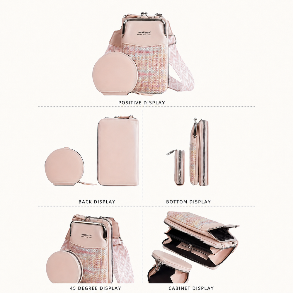 6-in-1 Woven Crossbody Phone Bag & Wallet