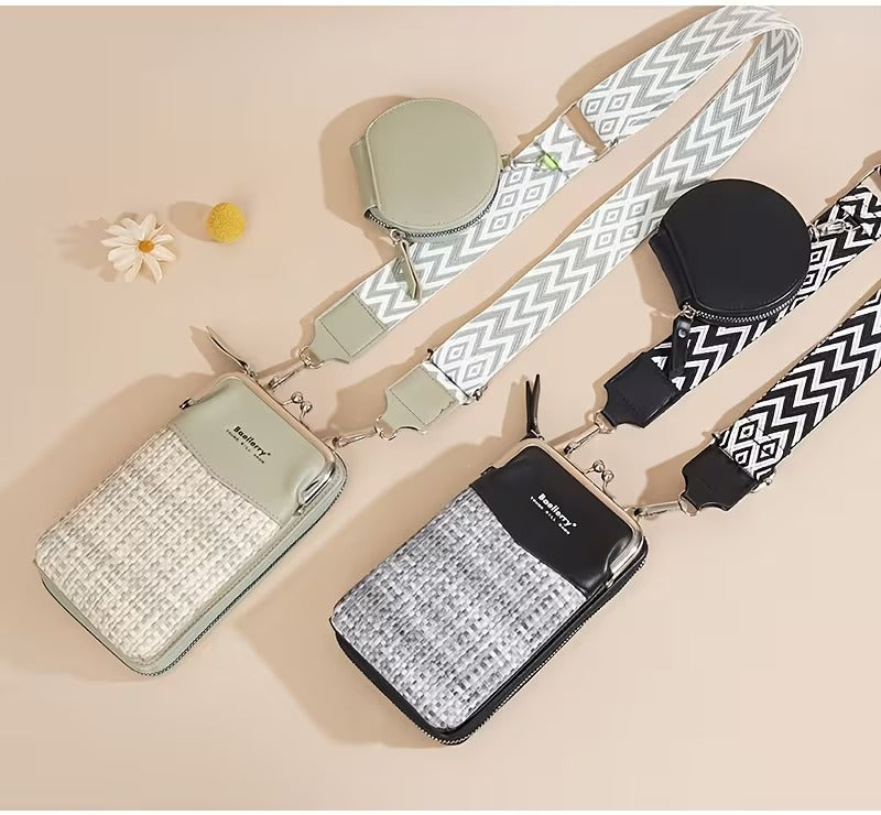 6-in-1 Woven Crossbody Phone Bag & Wallet