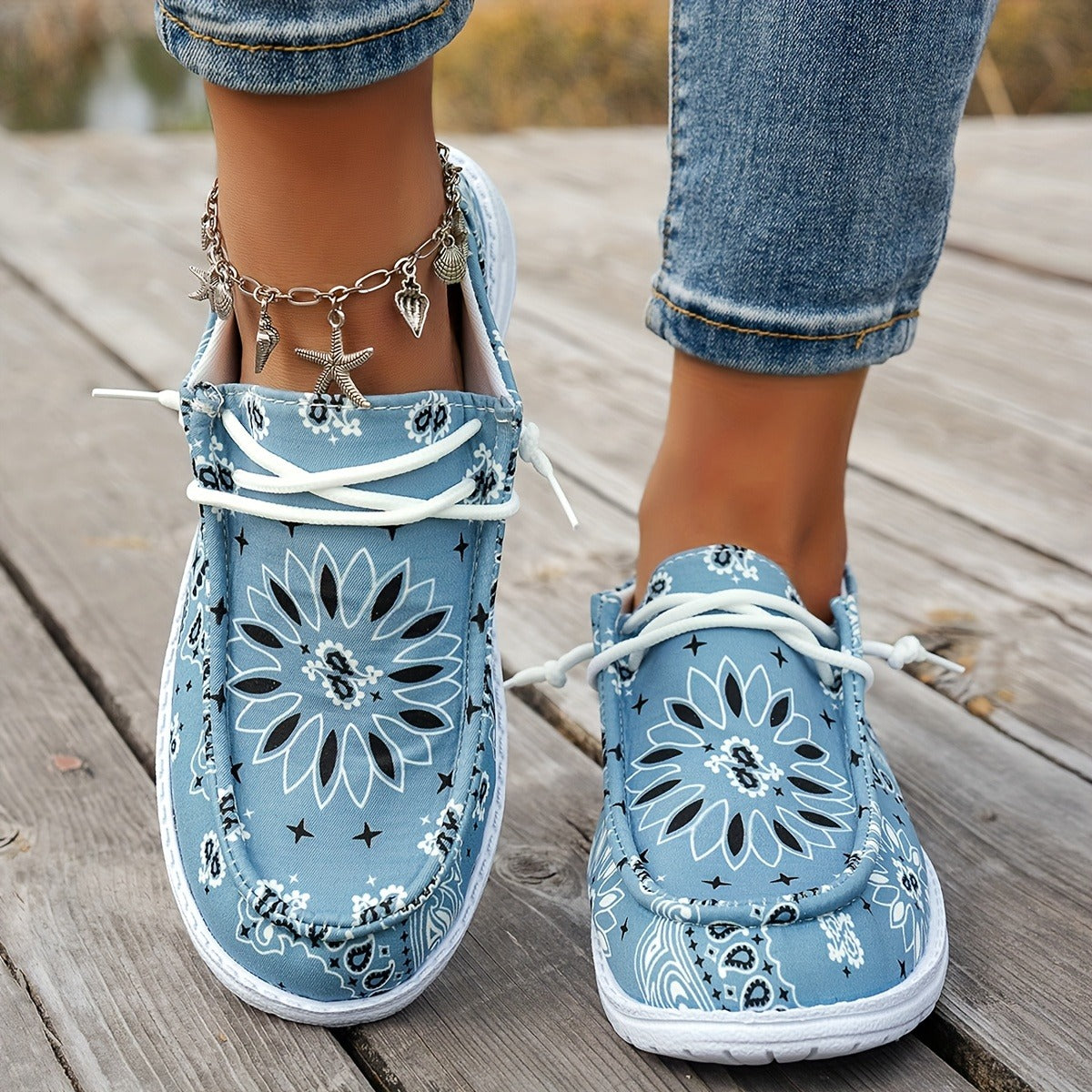 Boho Paisley Floral Casual Loafers