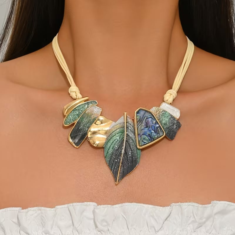 Artisan Leaf Statement Necklace